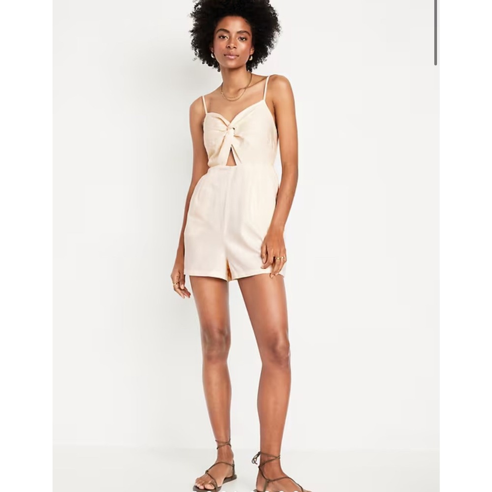NWT Old Navy Cotton Fit & Flare Twist-Front Cami Romper Beach Pull On Womens XXL
